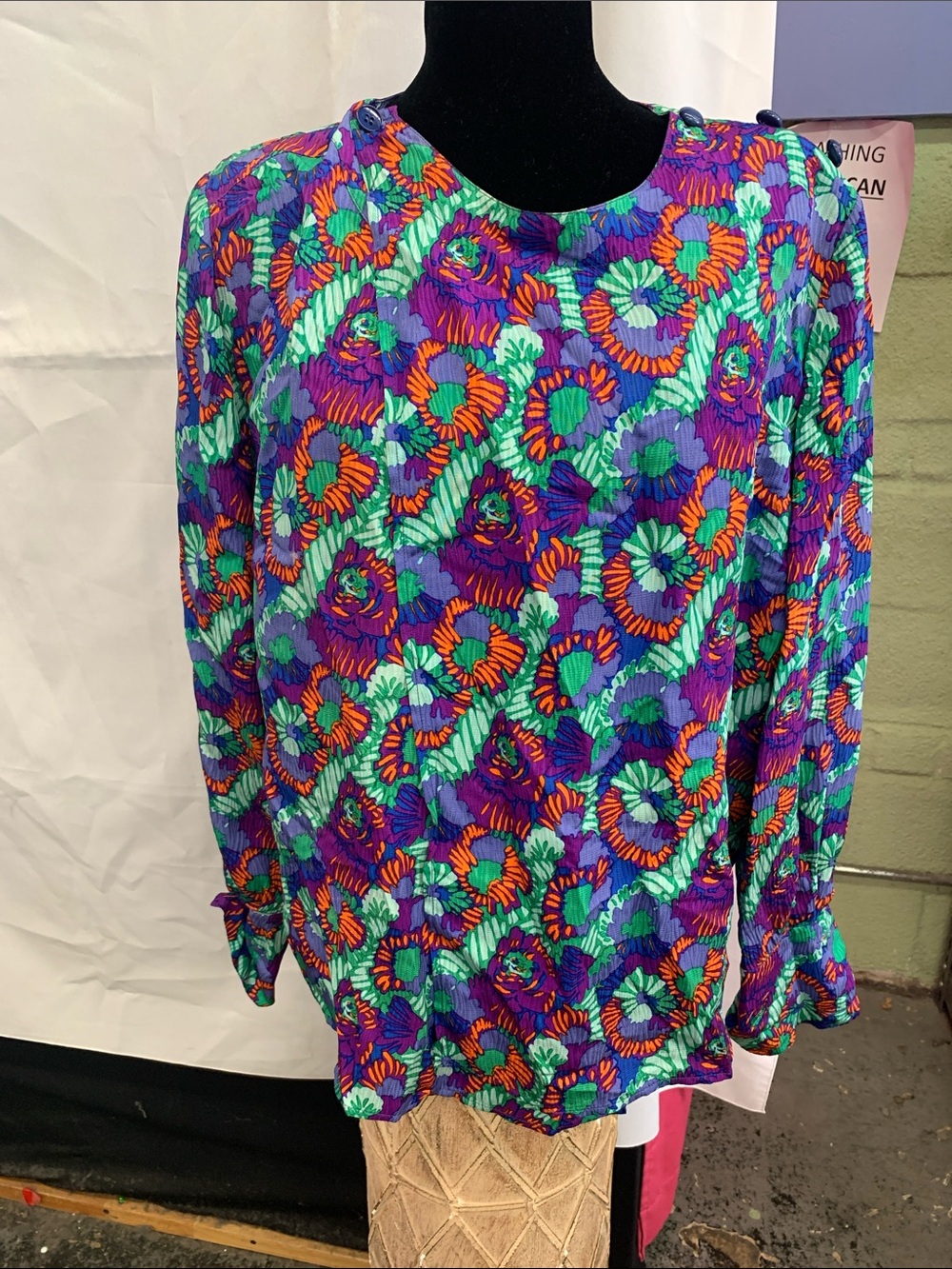 Valentino Floral Long Sleeve Blouse - Purple, Green & Orange